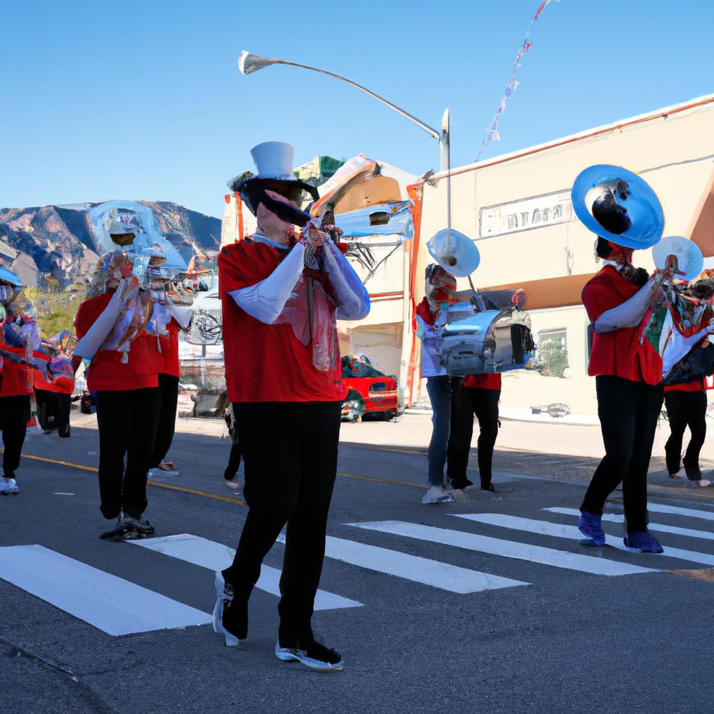 The Cedar City High School marching band bringing energy to the parade.