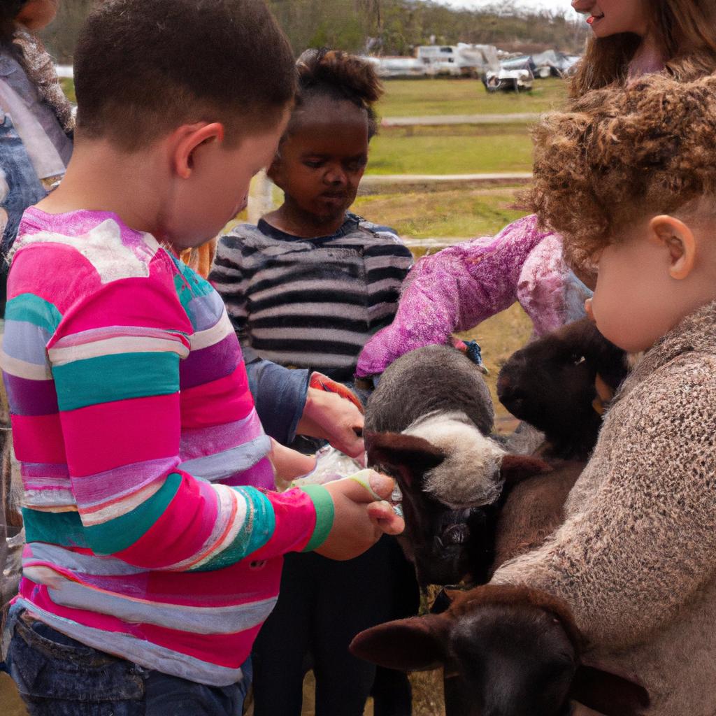 Children enjoying the petting zoo at the Maryland Sheep and Wool Festival 2023