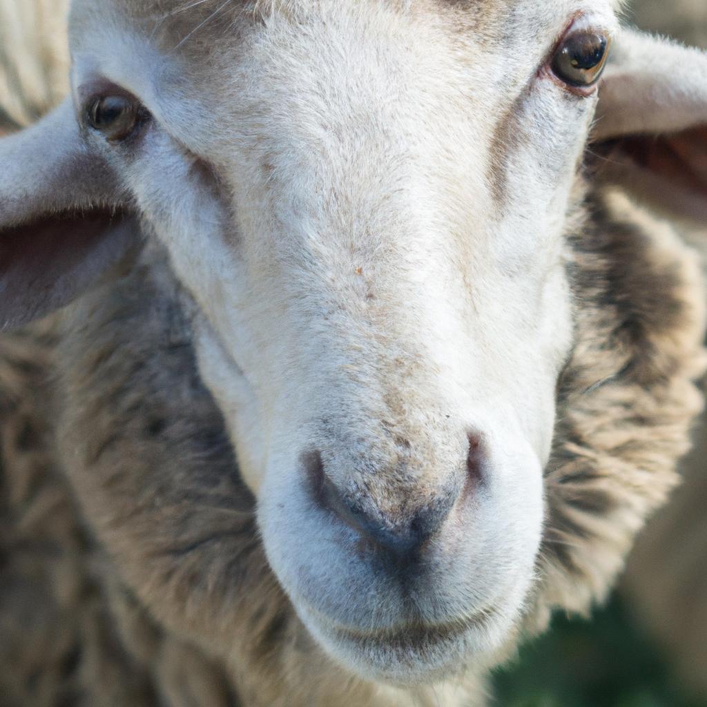 This sheep's facial features are strikingly similar to a human's.