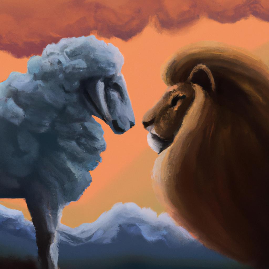 The clash between the lion and the sheep