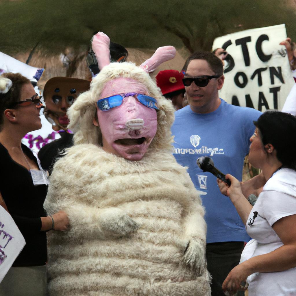 The sheep costume controversy continues to spark debate among political groups.