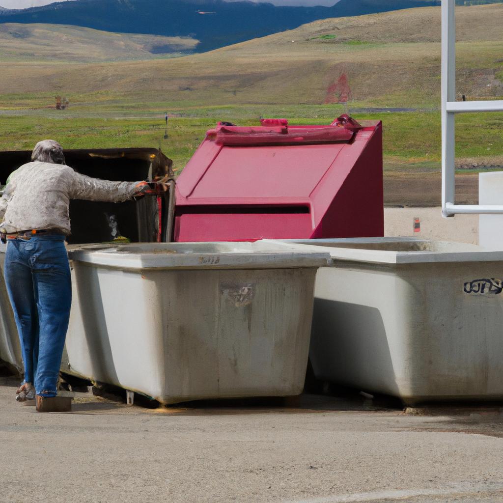 A community member responsibly disposing of their waste at Sheep Creek Transfer Station