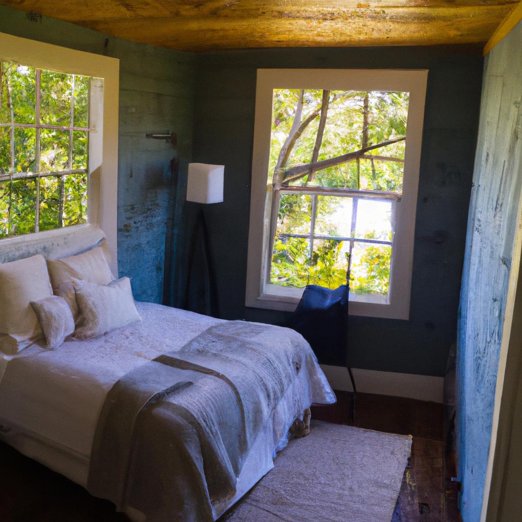 Spend a night in a cozy cabin and wake up to the serene view of Sheep Pond.