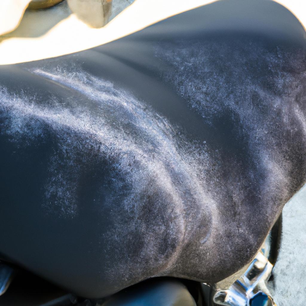 The sheep skin seat cover fits perfectly on this motorcycle and offers a comfortable ride for the rider.