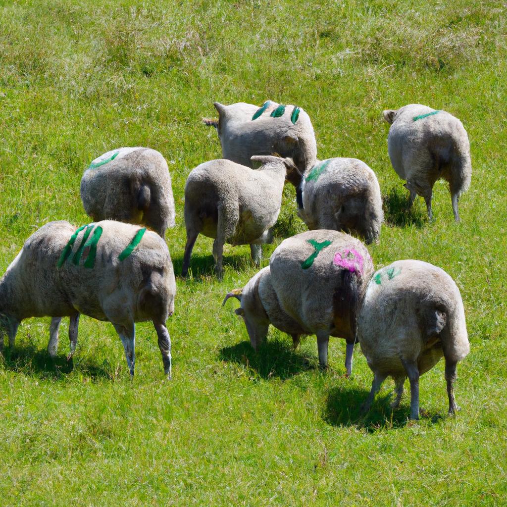 Sheep With Numbers Painted On Them