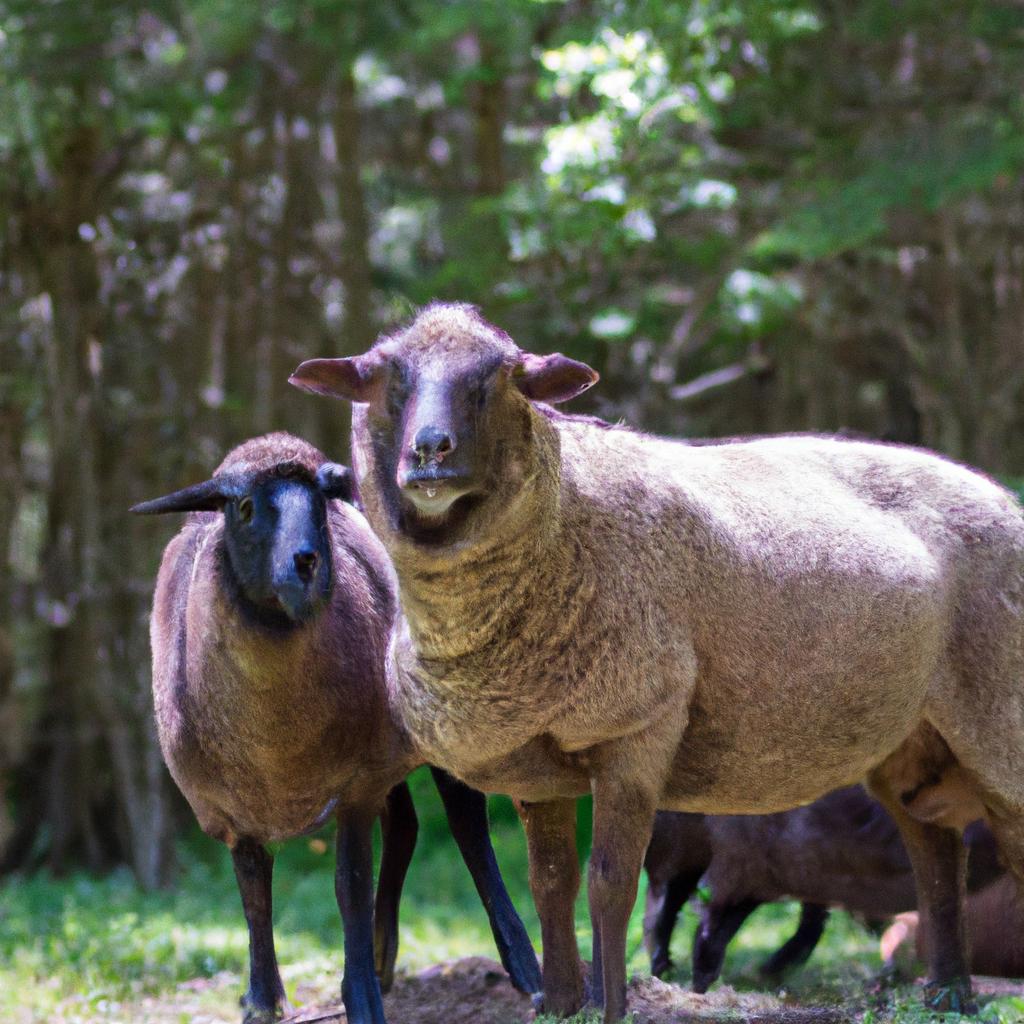A St. Croix sheep grazing in a field.