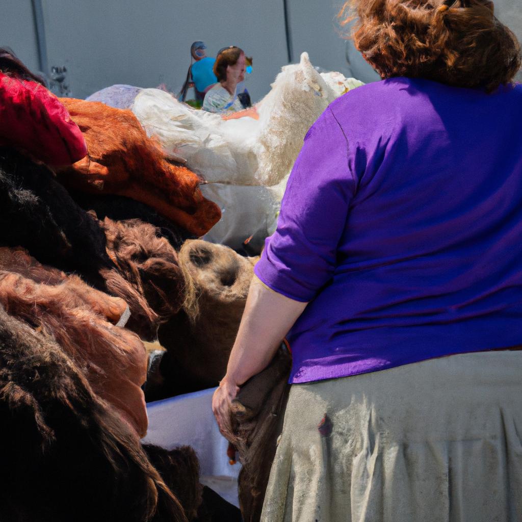 Visitors can purchase a variety of woolen products made from the festival's shorn wool.