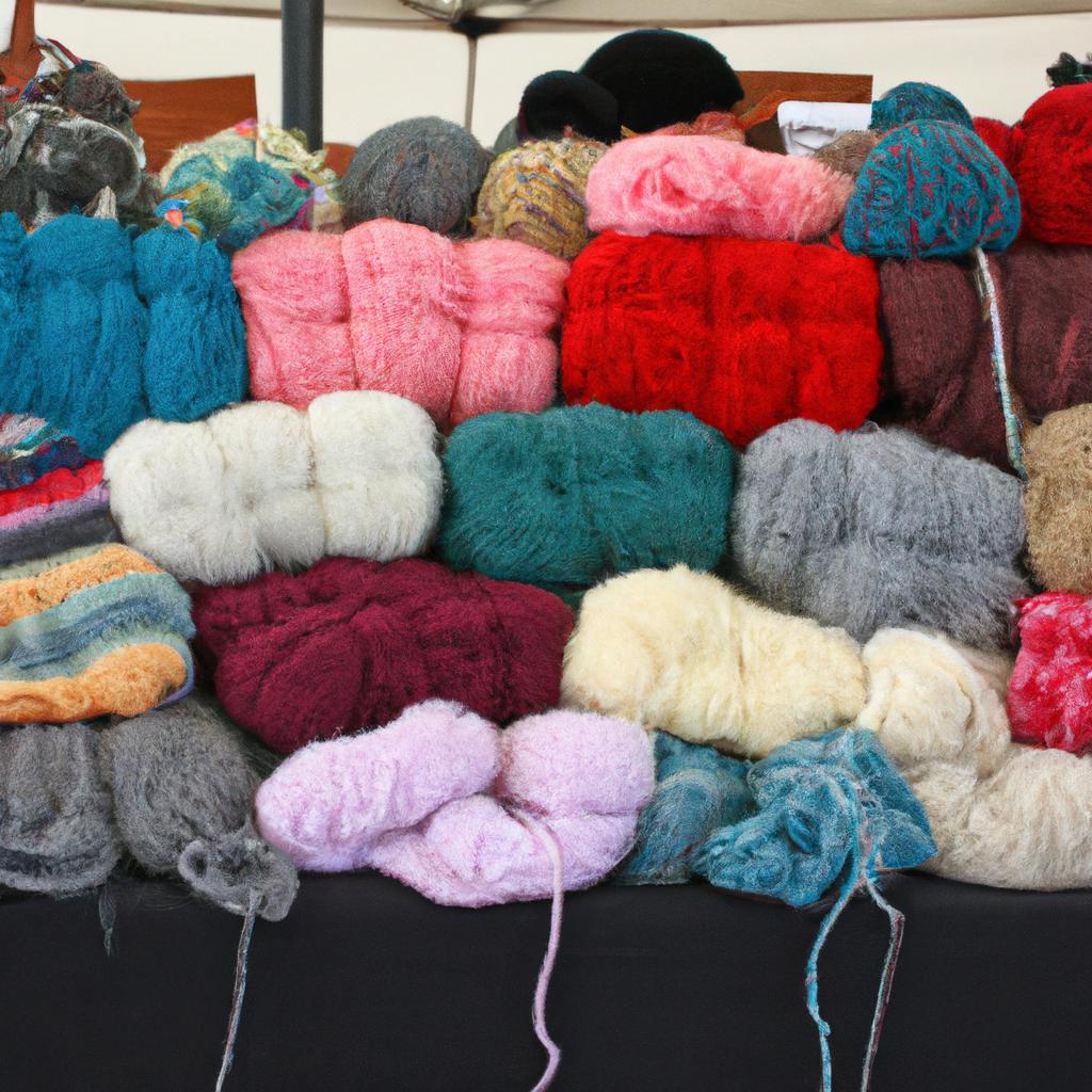 Browse a variety of wool products and crafts at the festival's vendor booths