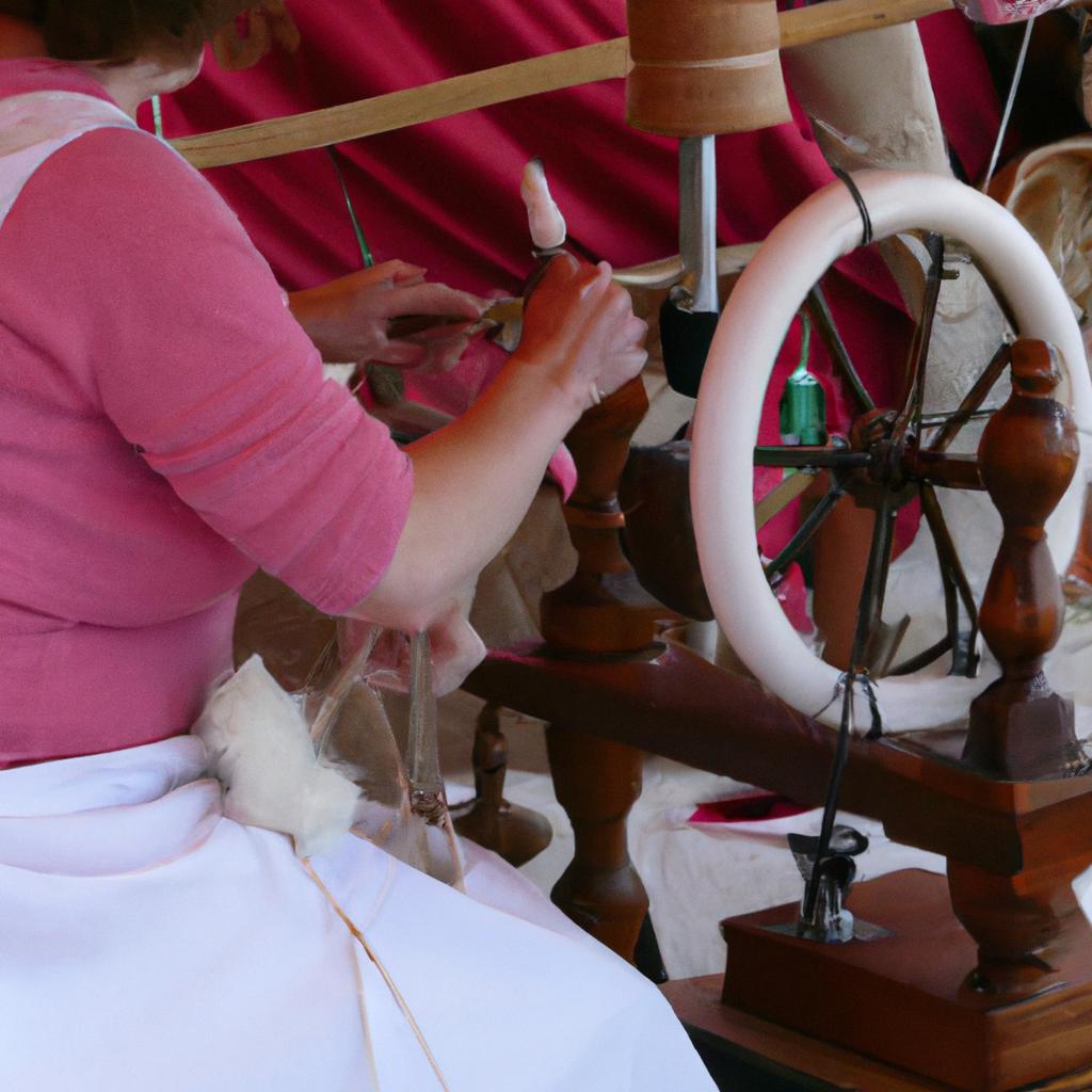 A demonstration of wool spinning at the festival