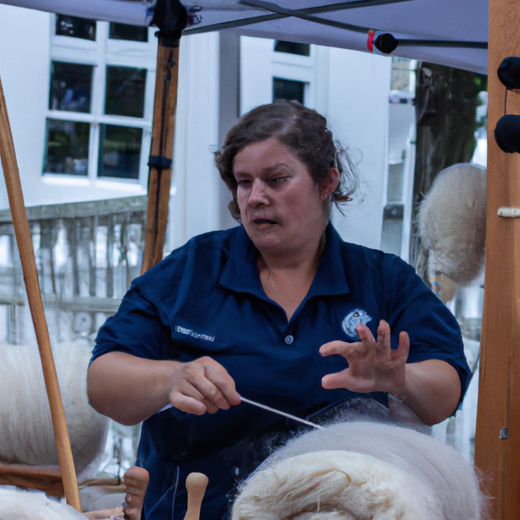 Wool spinning demonstration at the Maryland Sheep and Wool Festival 2023